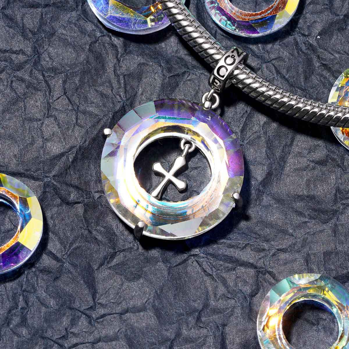 Angel Circle Cross Pendant image number 2
