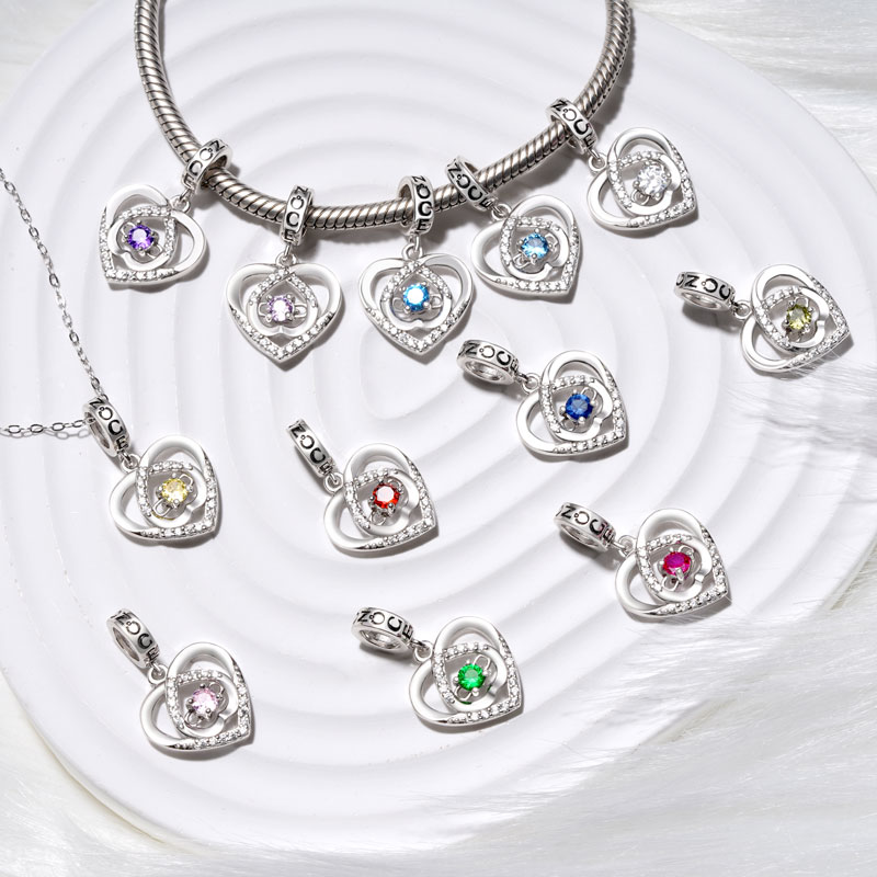 Love Heart Birthstone Pendant image number 2