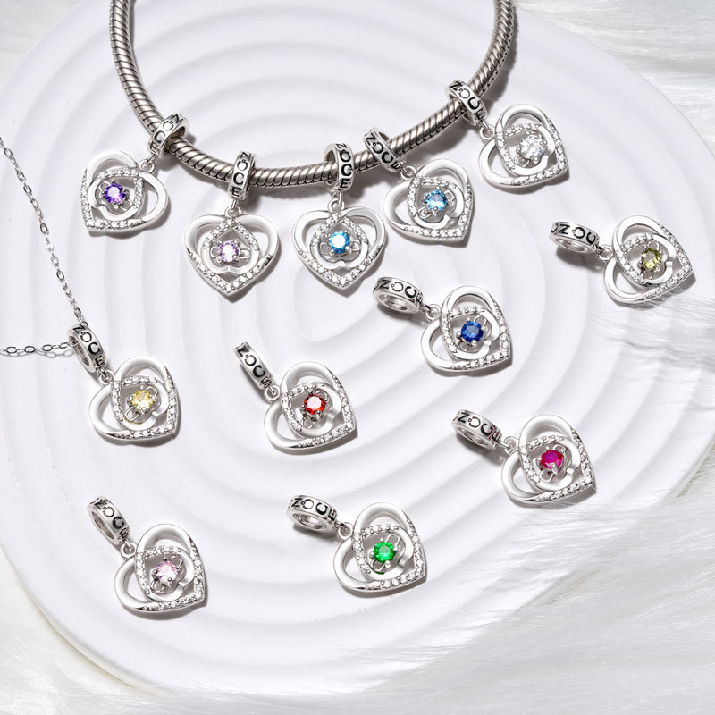 Love Heart Birthstone Pendant image number 2