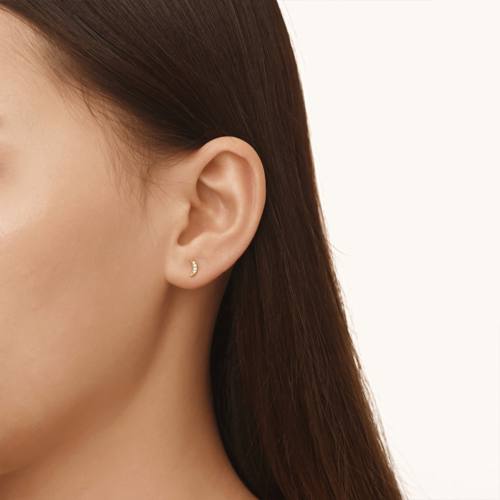 Half Crescent Moon Earrings image number 5