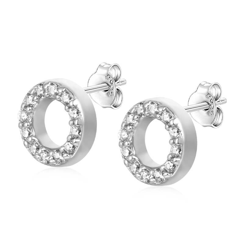 Pave Disc Stud Earrings image number 3