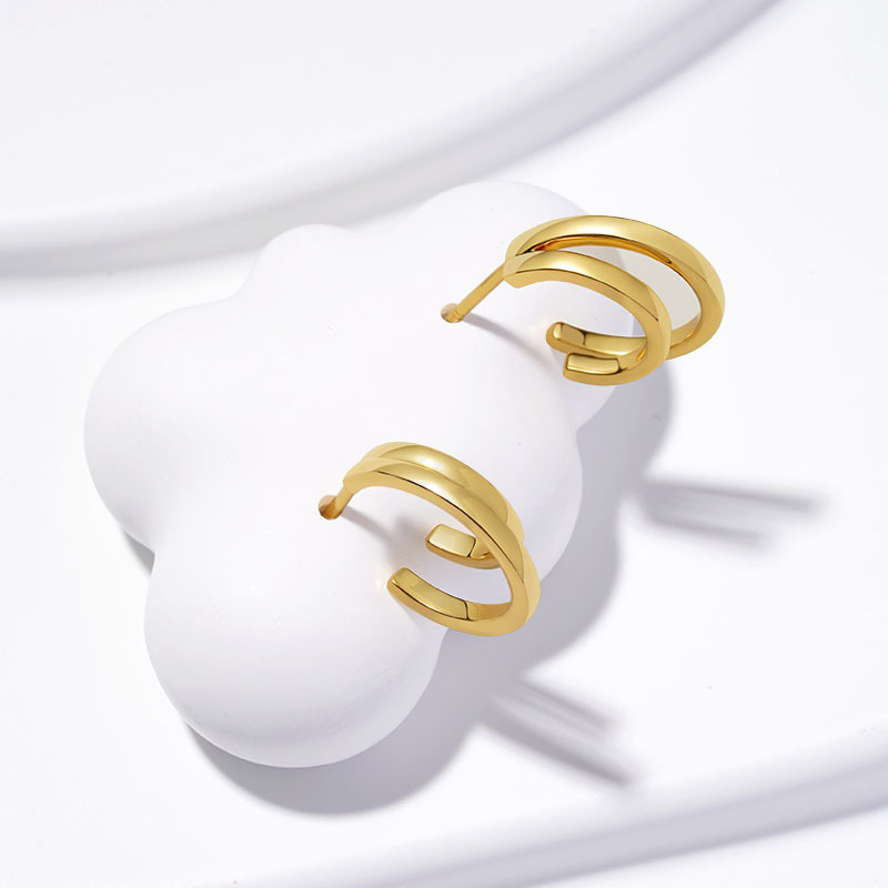 Mini Two Row Hoop Earrings image number 2