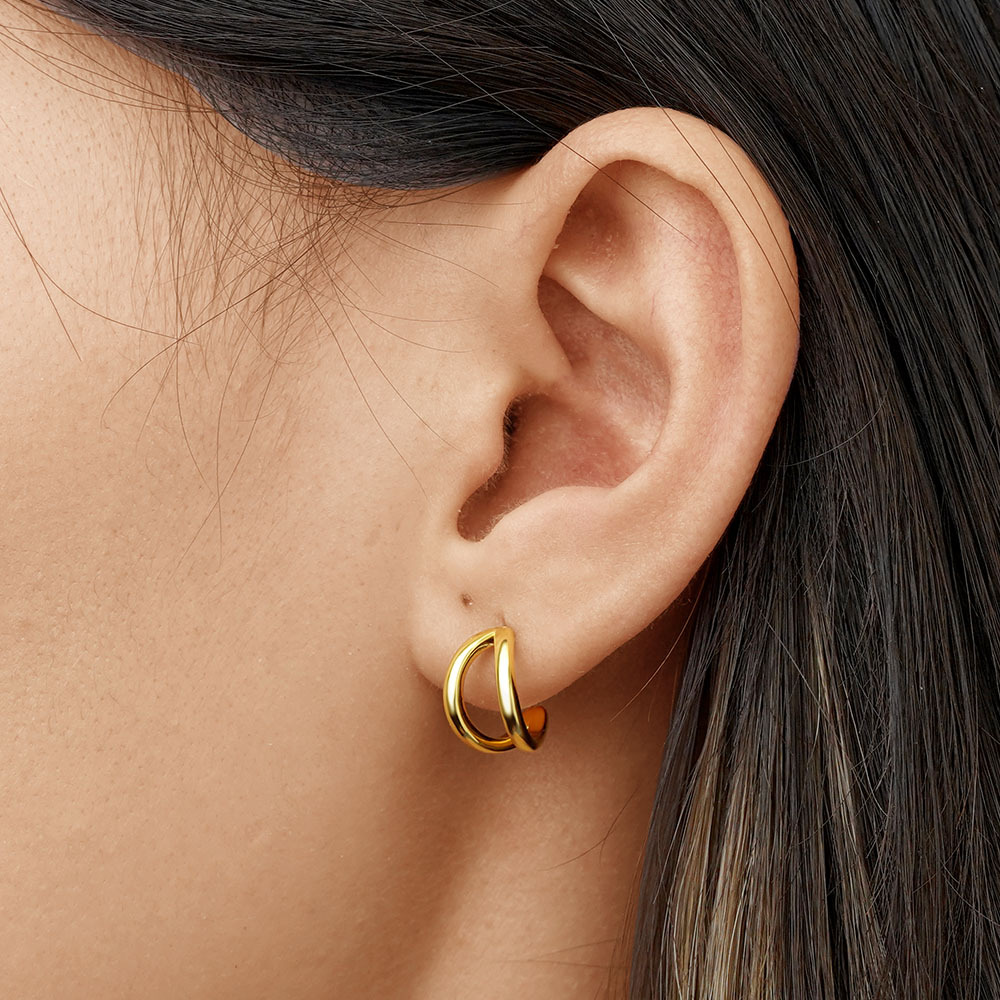 Mini Two Row Hoop Earrings image number 4