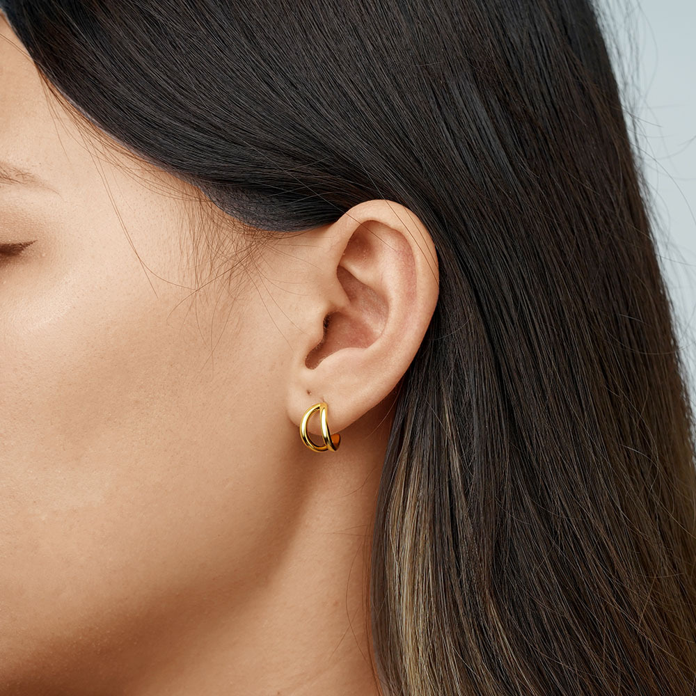 Mini Two Row Hoop Earrings image number 3