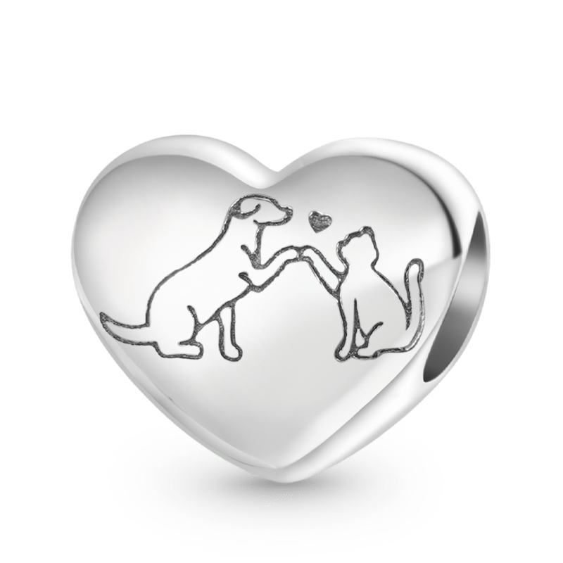 Love Cat & Dog Heart Charm image number 0