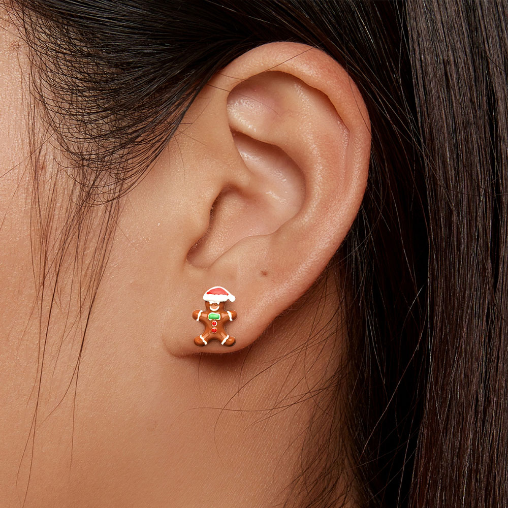 Gingerbread Man Stud Earrings image number 4