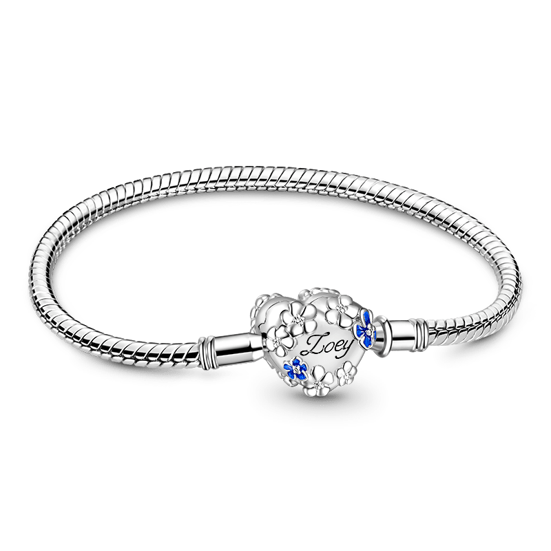 Blue Flowers Engravable Basic Bracelet image number 0
