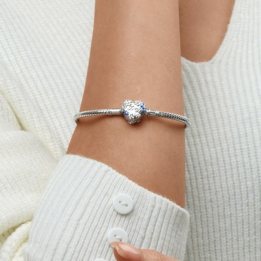 Blue Flowers Engravable Basic Bracelet image number 4