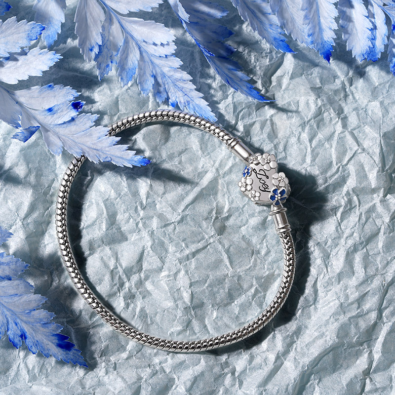 Blue Flowers Engravable Basic Bracelet image number 2