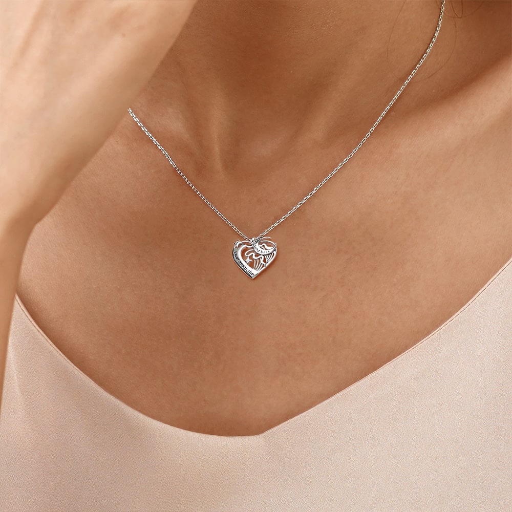 Love Heart Moon Necklace image number 5