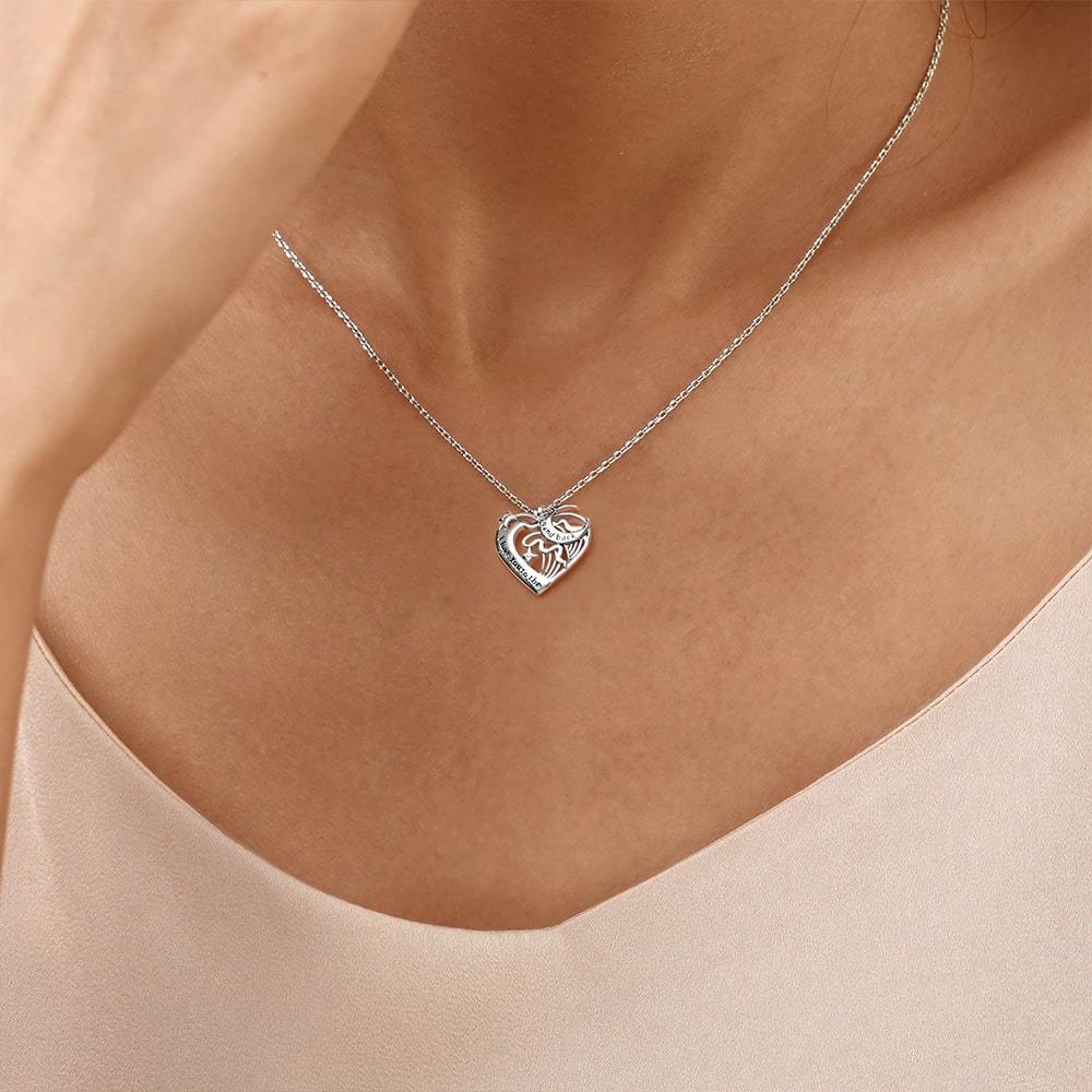 Love Heart Moon Necklace image number 5