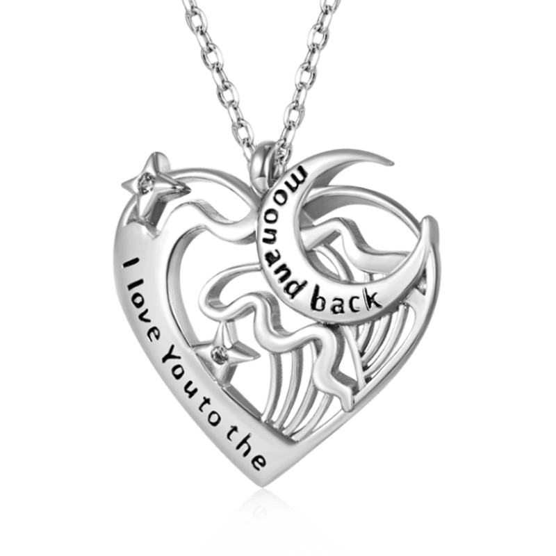 Love Heart Moon Necklace image number 0