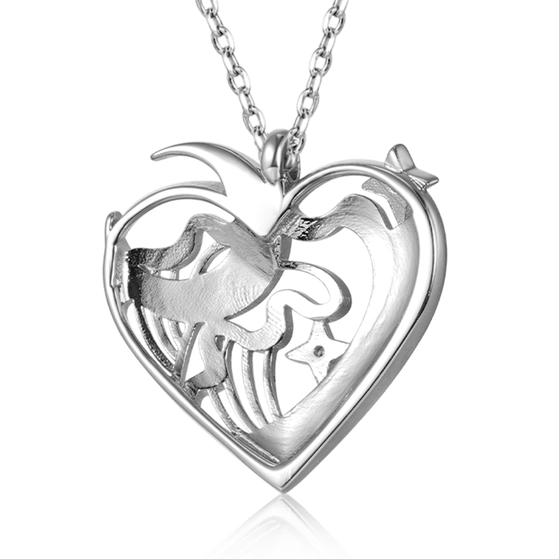 Love Heart Moon Necklace image number 1