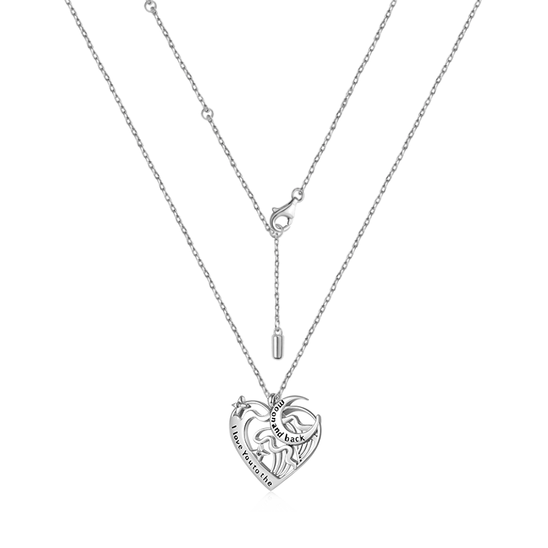 Love Heart Moon Necklace image number 2