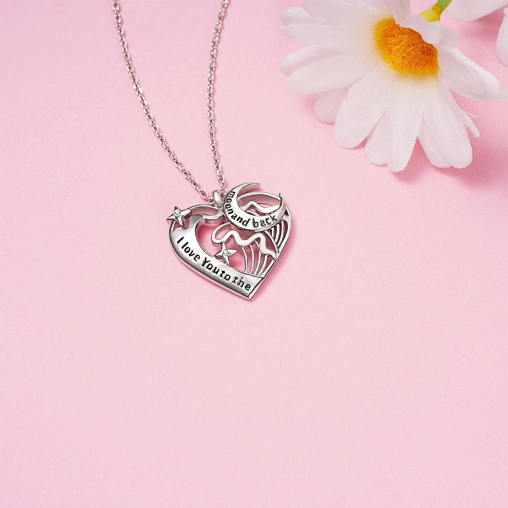 Love Heart Moon Necklace image number 3