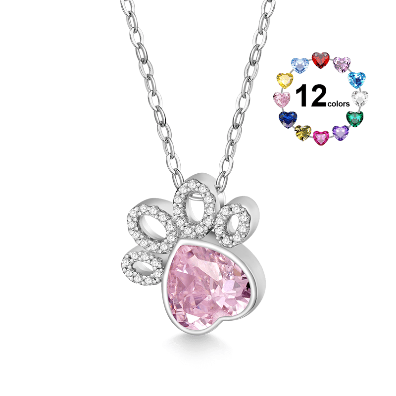 Birthstone Cat paws Necklace image number 0