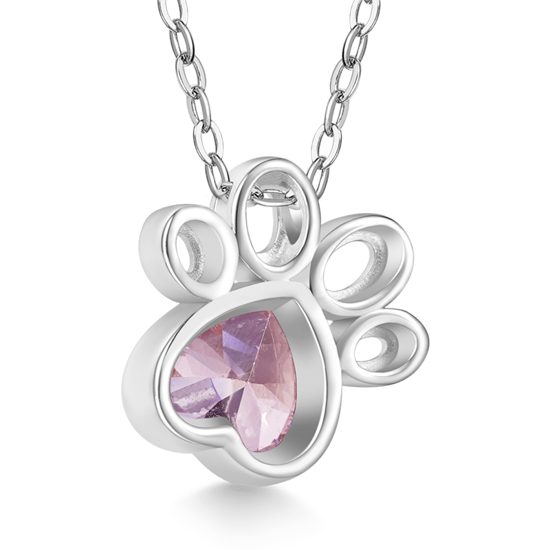 Birthstone Cat paws Necklace image number 2