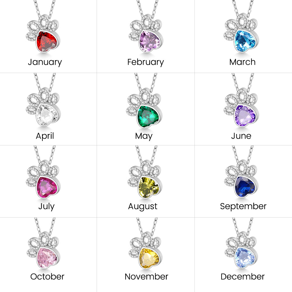 Birthstone Cat paws Necklace image number 6