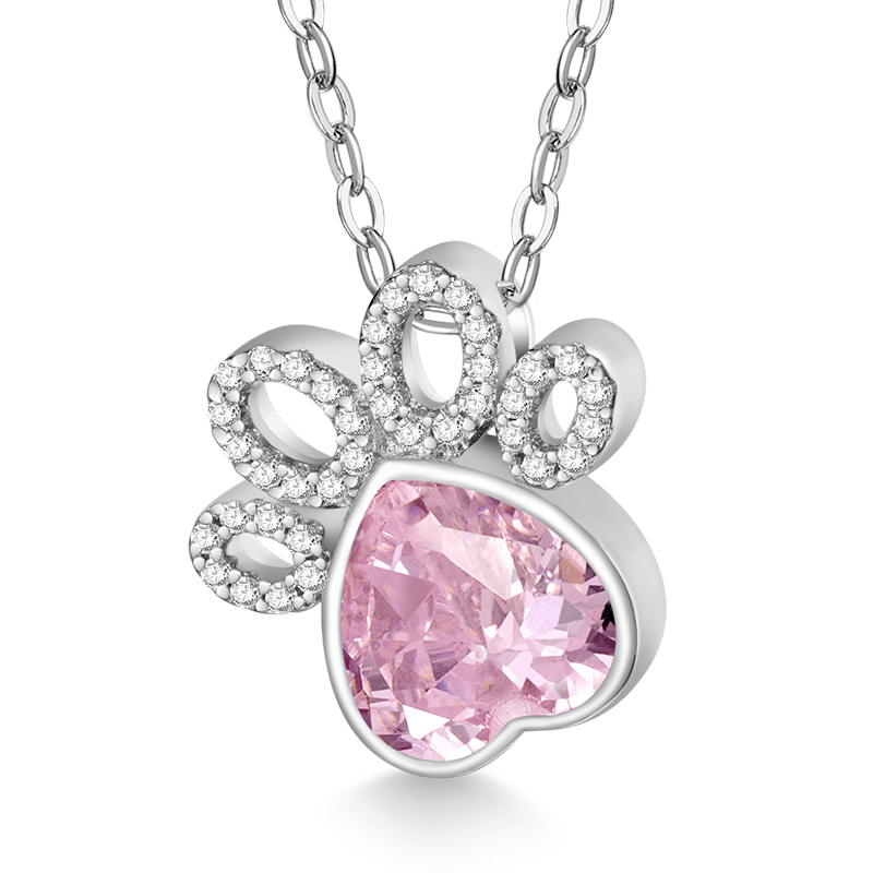 Birthstone Cat paws Necklace image number 1