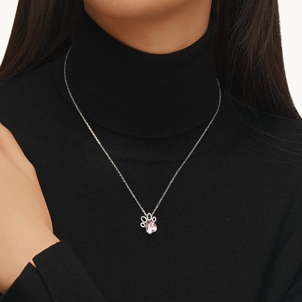 Birthstone Cat paws Necklace image number 5