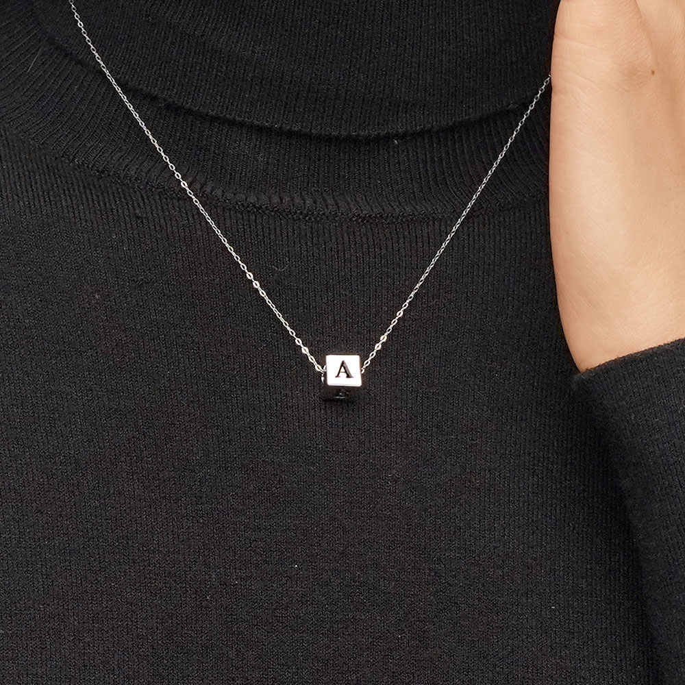 Engravable Cube Necklace image number 4