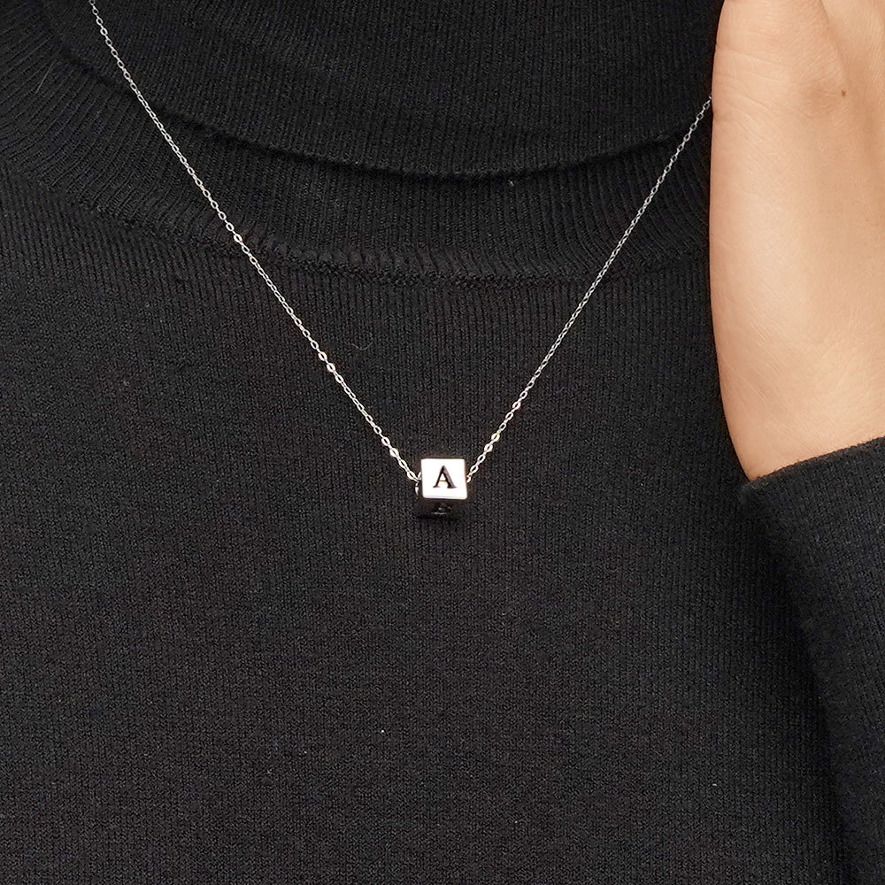 Engravable Cube Necklace image number 4