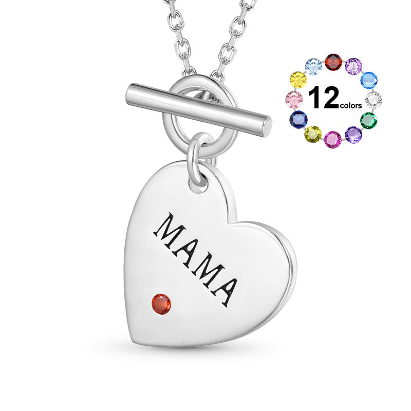 Birthstone Heart MAMA Necklace image number 0