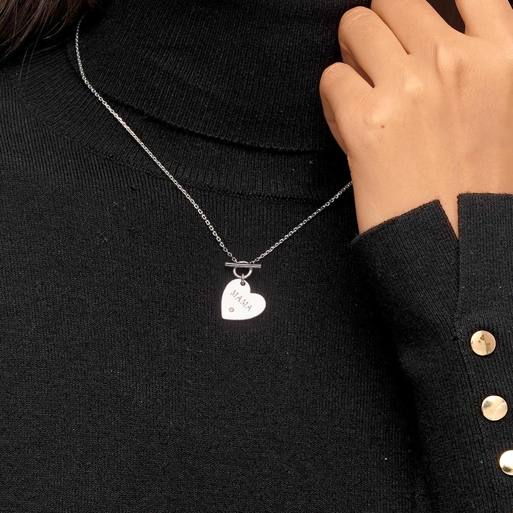 Birthstone Heart MAMA Necklace image number 4