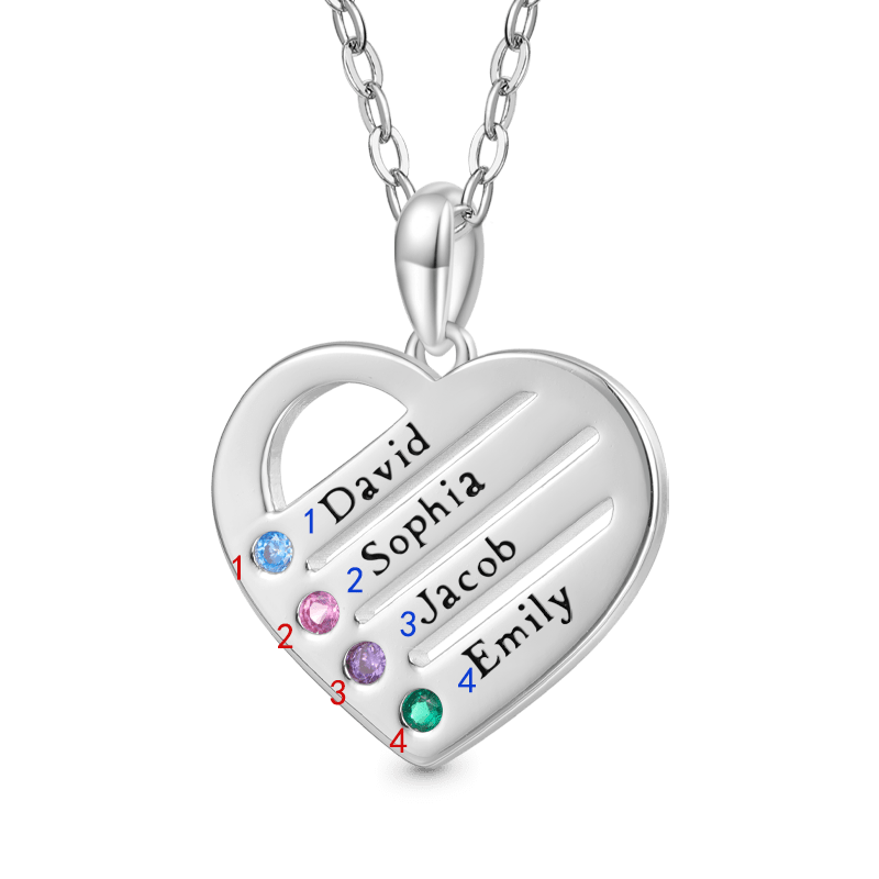 Personalized Heart Family Necklace image number 1