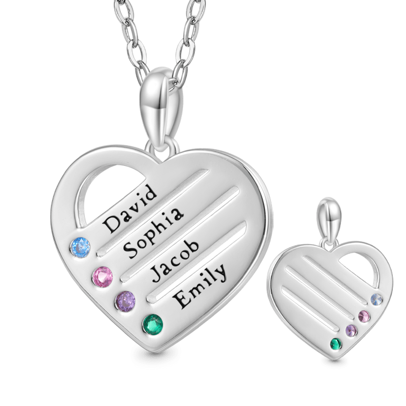 Personalized Heart Family Necklace image number 2