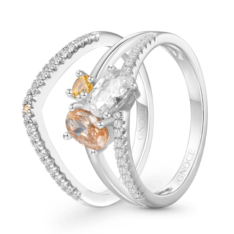 Round Brilliant Stacked Ring Set image number 1