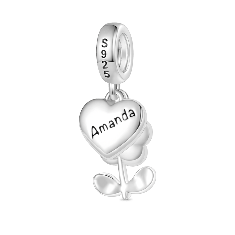 Engravable Flower Heart Pendant image number 1
