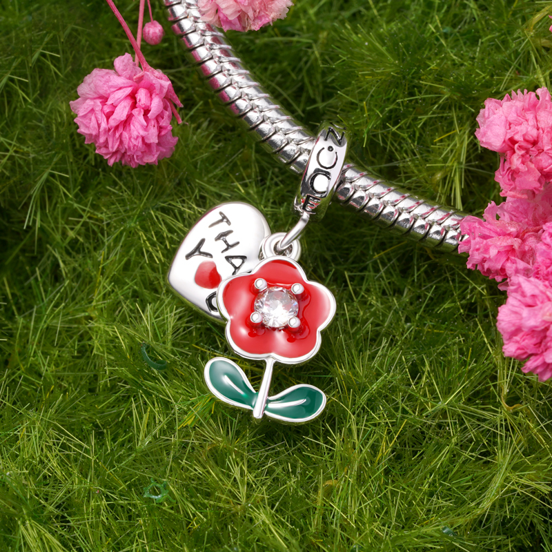 Engravable Flower Heart Pendant image number 2