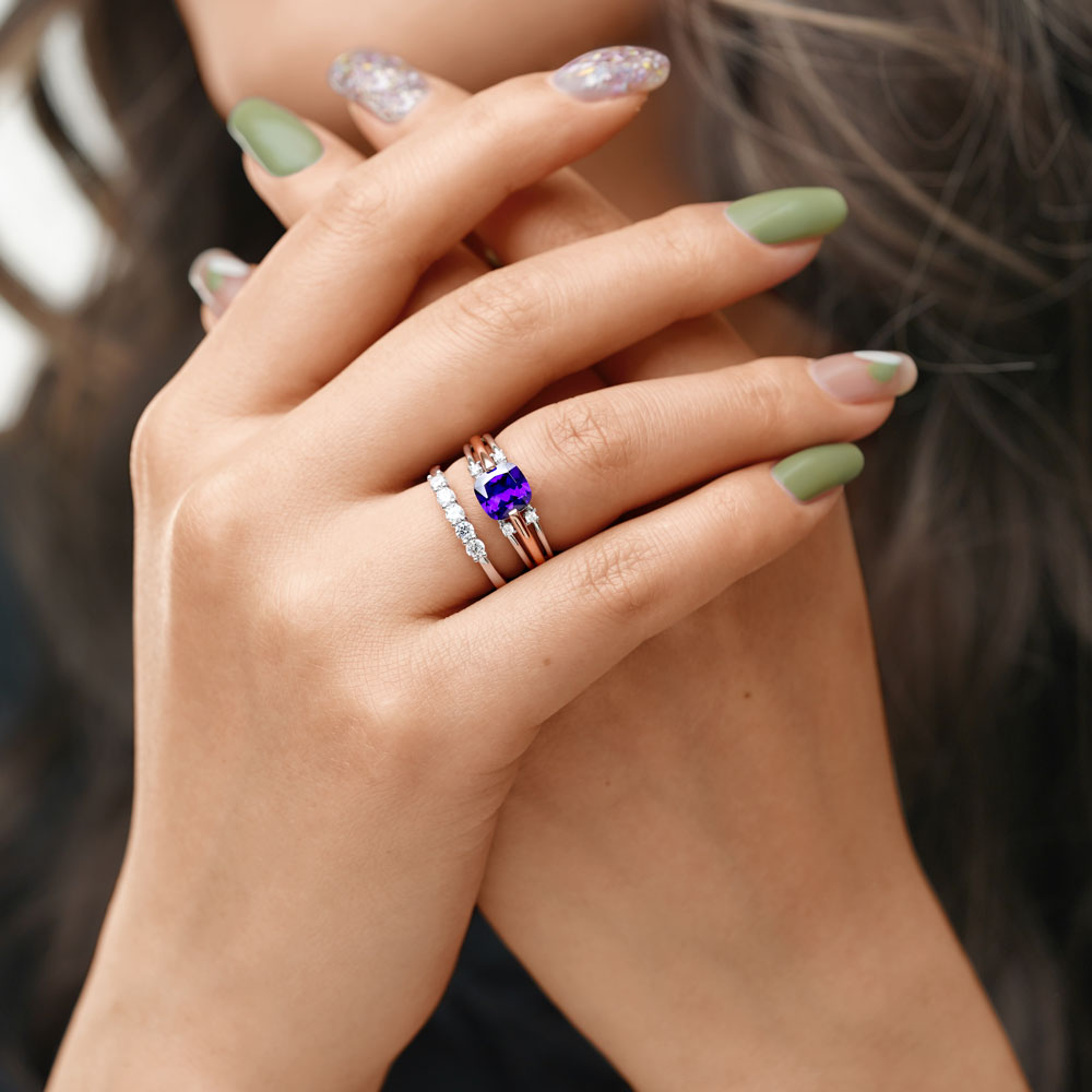 Purple Cut Stackable Ring image number 3