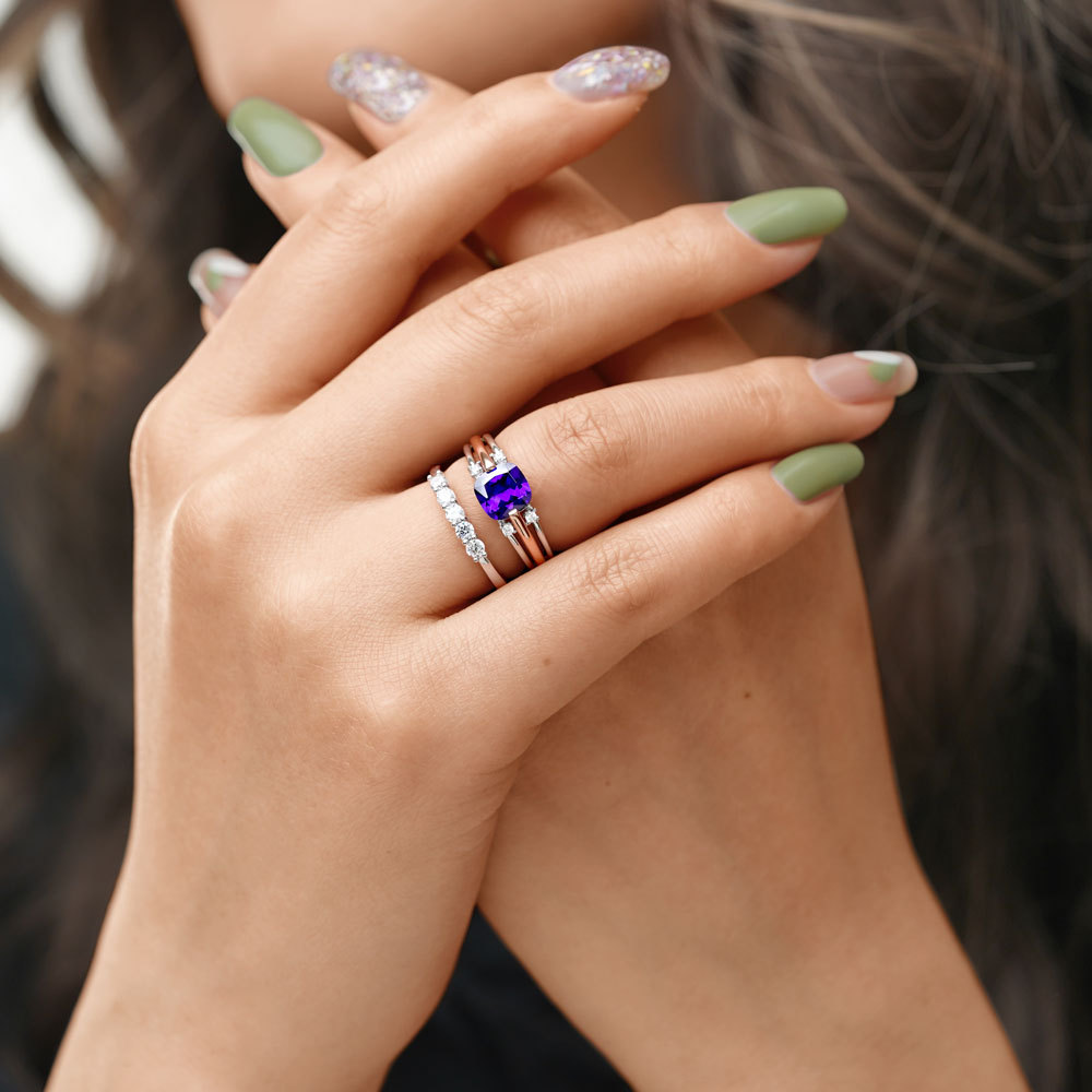 Purple Cut Stackable Ring image number 3