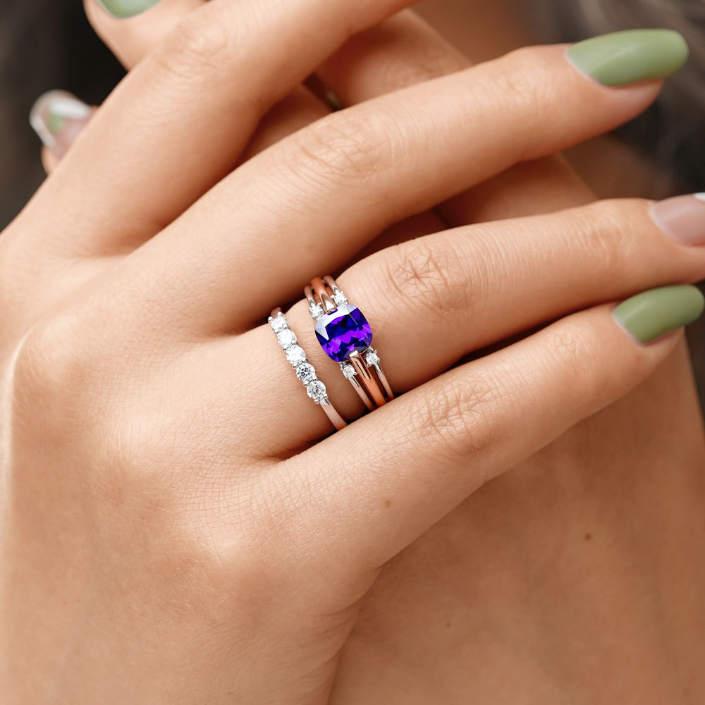 Purple Cut Stackable Ring image number 4