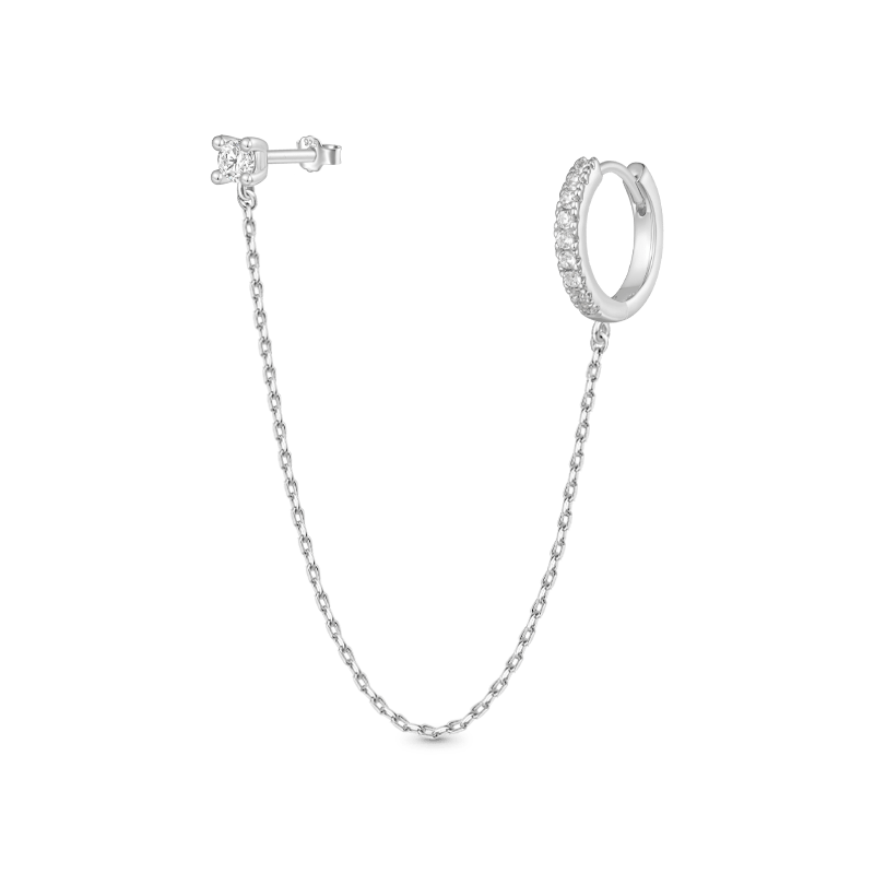 Double Piercing Chain Hoop Earrings image number 1