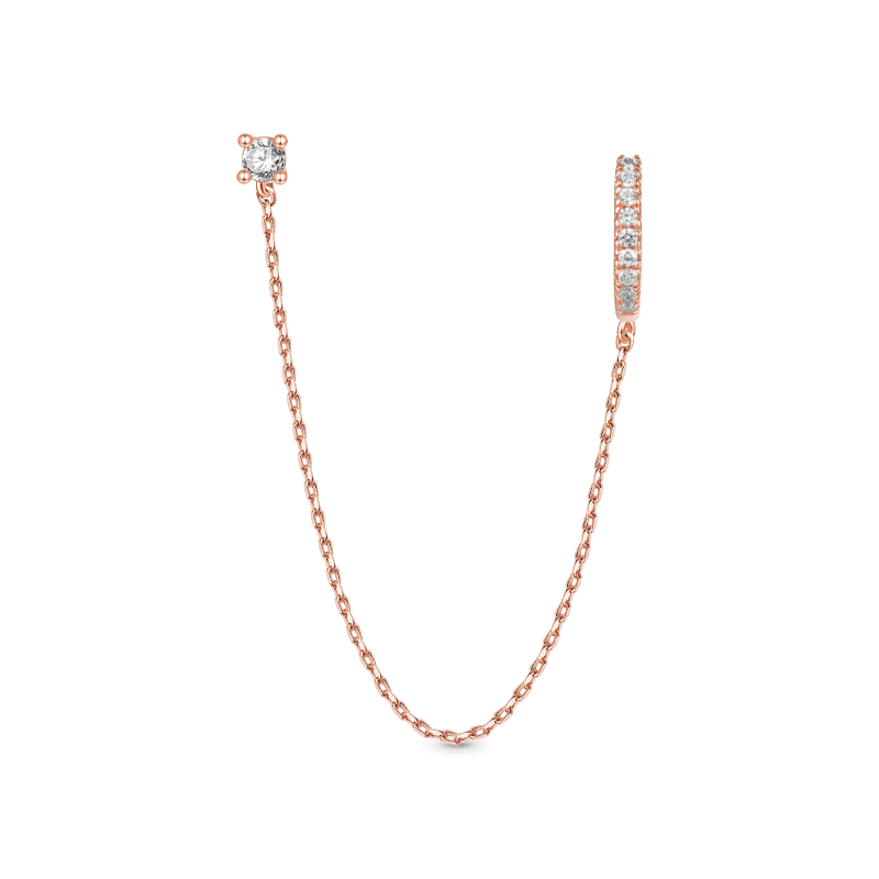 Double Piercing Chain Hoop Earrings image number 3