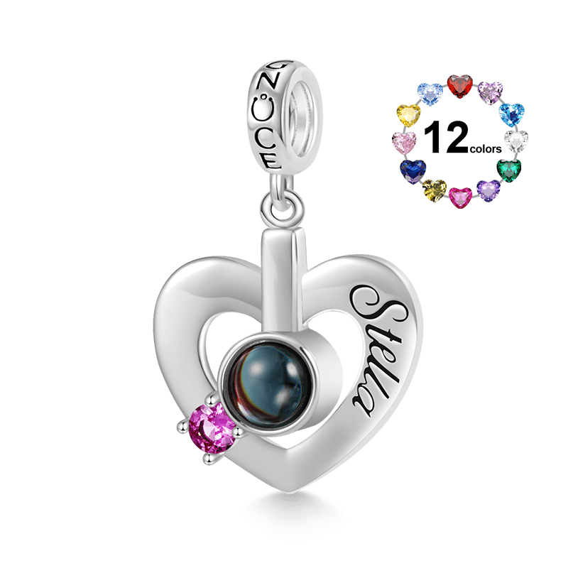 Birthstone Heart Photo Pendant image number 1
