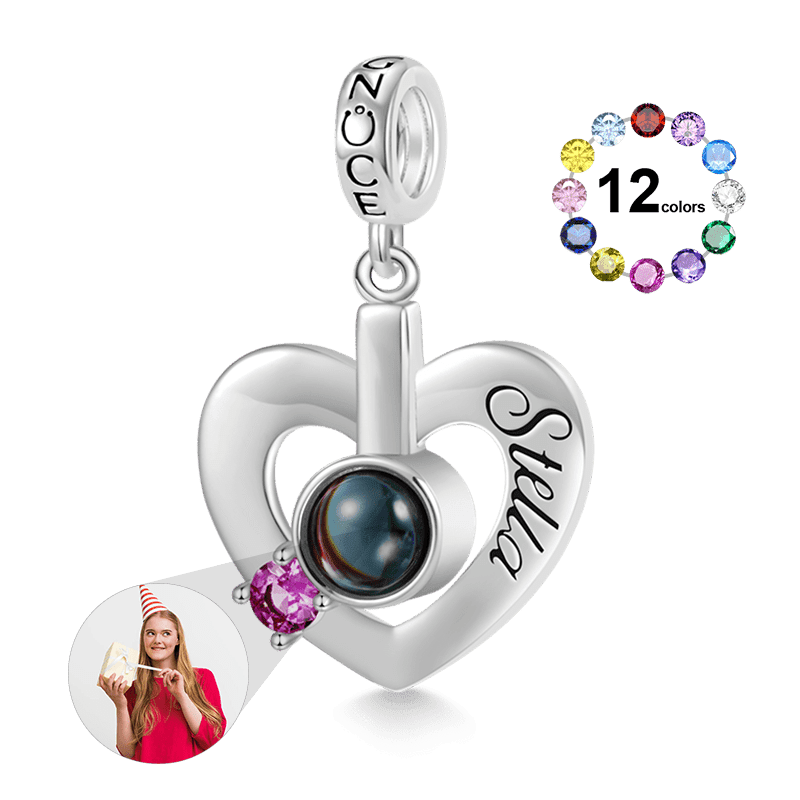 Birthstone Heart Photo Pendant image number 0