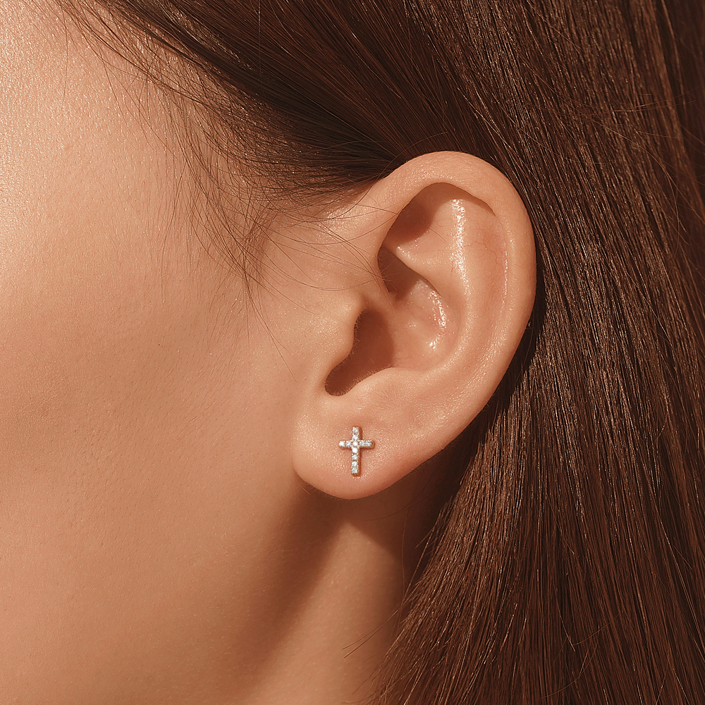 Cross Stud Earrings image number 4
