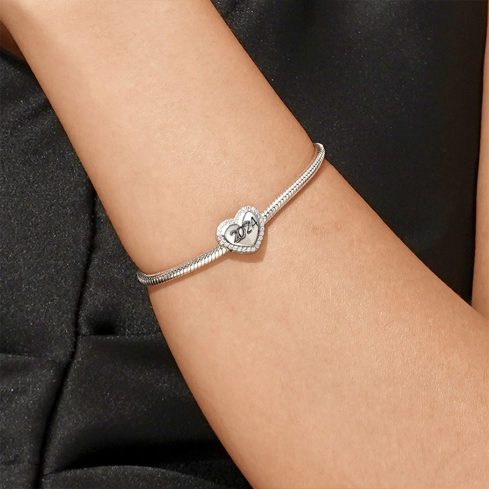 Customized Year Engravable Heart Charm image number 3