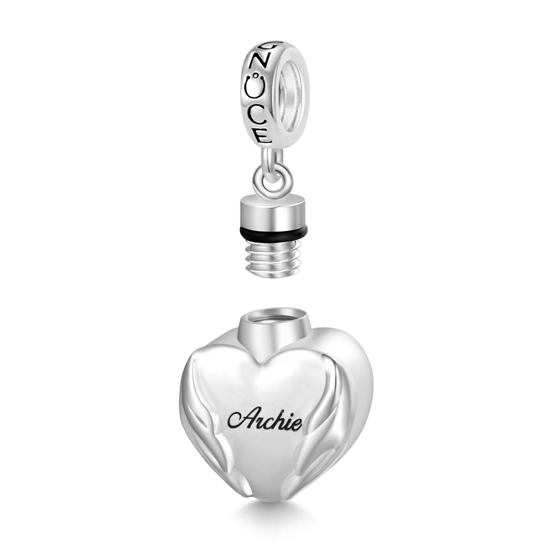 Angel Wings Heart Urn Ashes Pendant image number 1