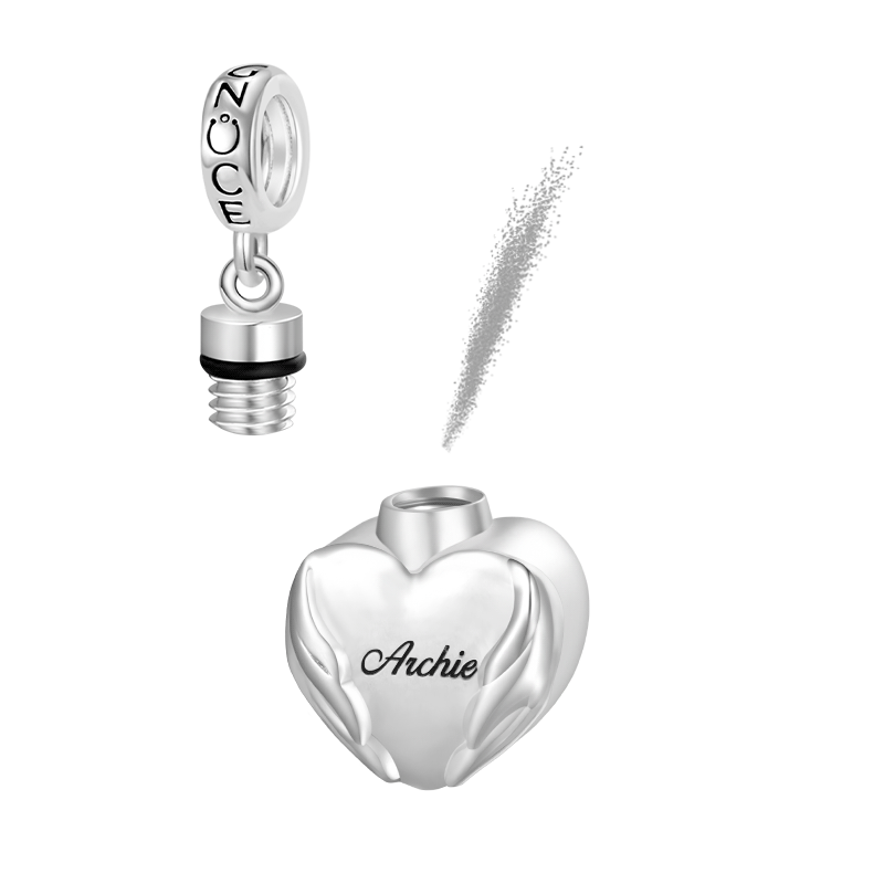 Angel Wings Heart Urn Ashes Pendant image number 0