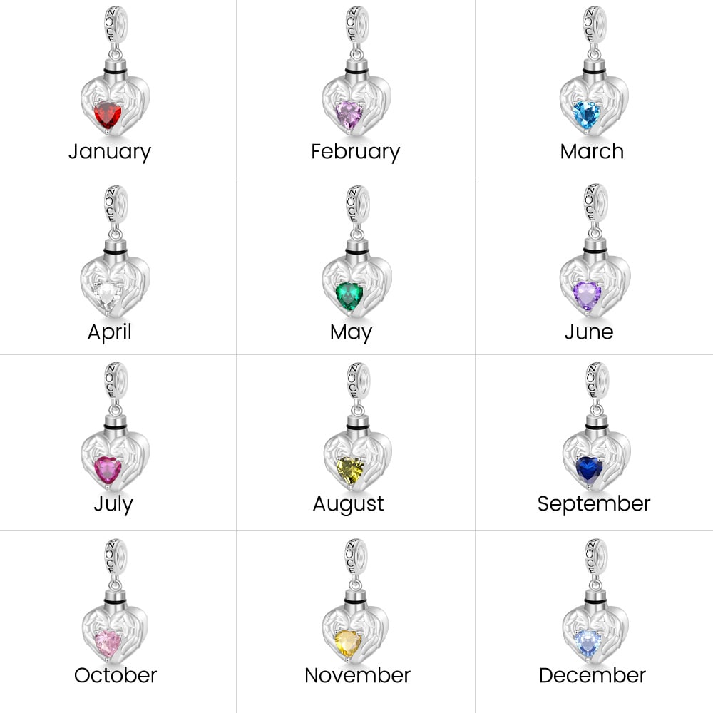 Engravable Heart Birthstone Urn Ashes Pendant image number 6
