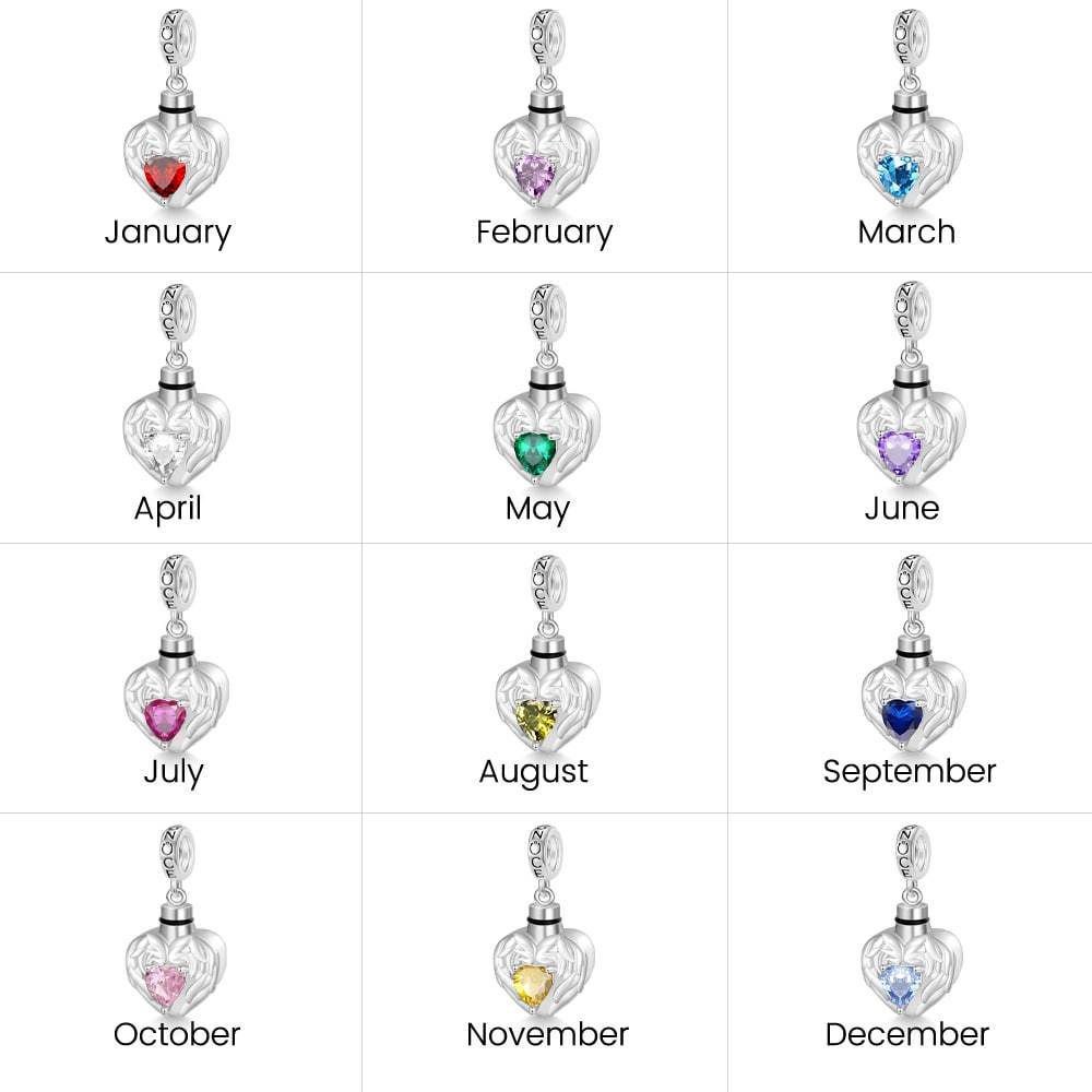 Engravable Heart Birthstone Urn Ashes Pendant image number 6