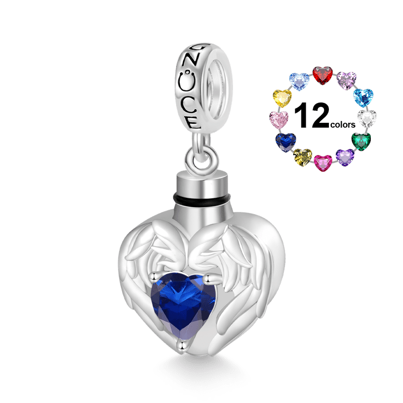 Engravable Heart Birthstone Urn Ashes Pendant image number 1