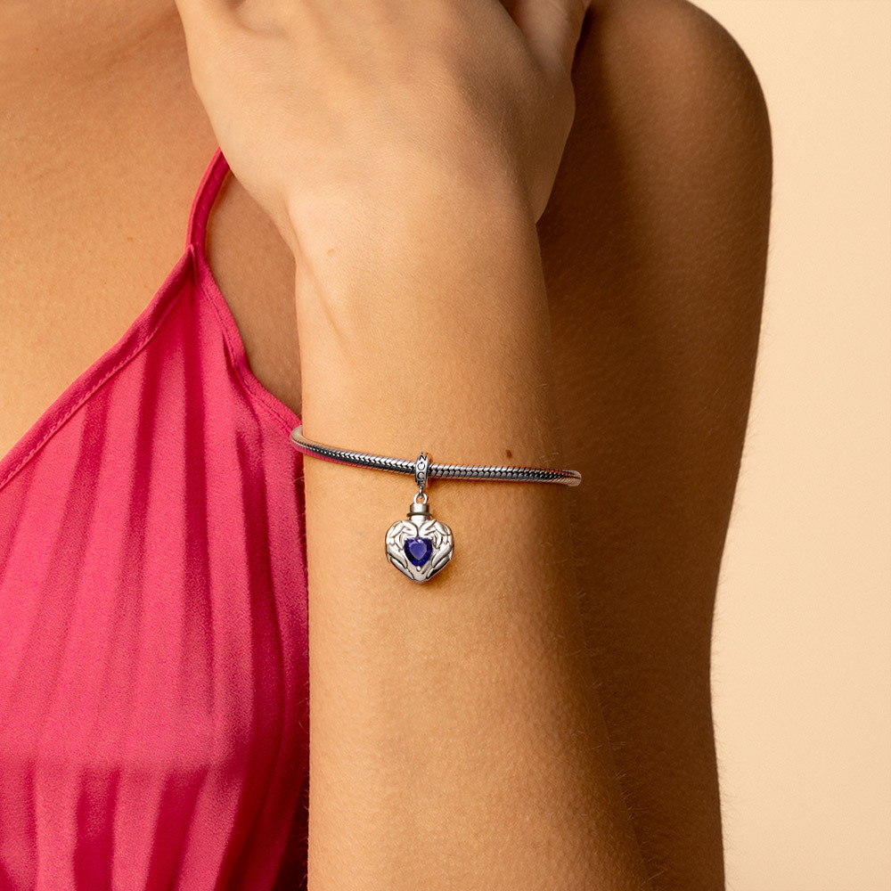 Engravable Heart Birthstone Urn Ashes Pendant image number 5