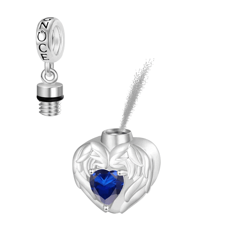 Engravable Heart Birthstone Urn Ashes Pendant image number 0