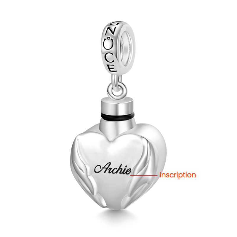 Angel Wings Heart Urn Ashes Pendant image number 2